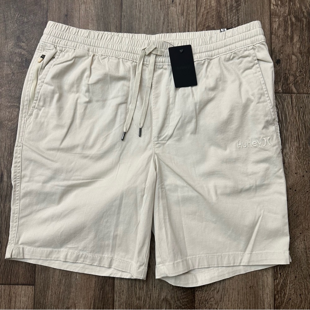Hurley Stretch Twill Cotton Shorts Mens Size XL Off White Bone Tan